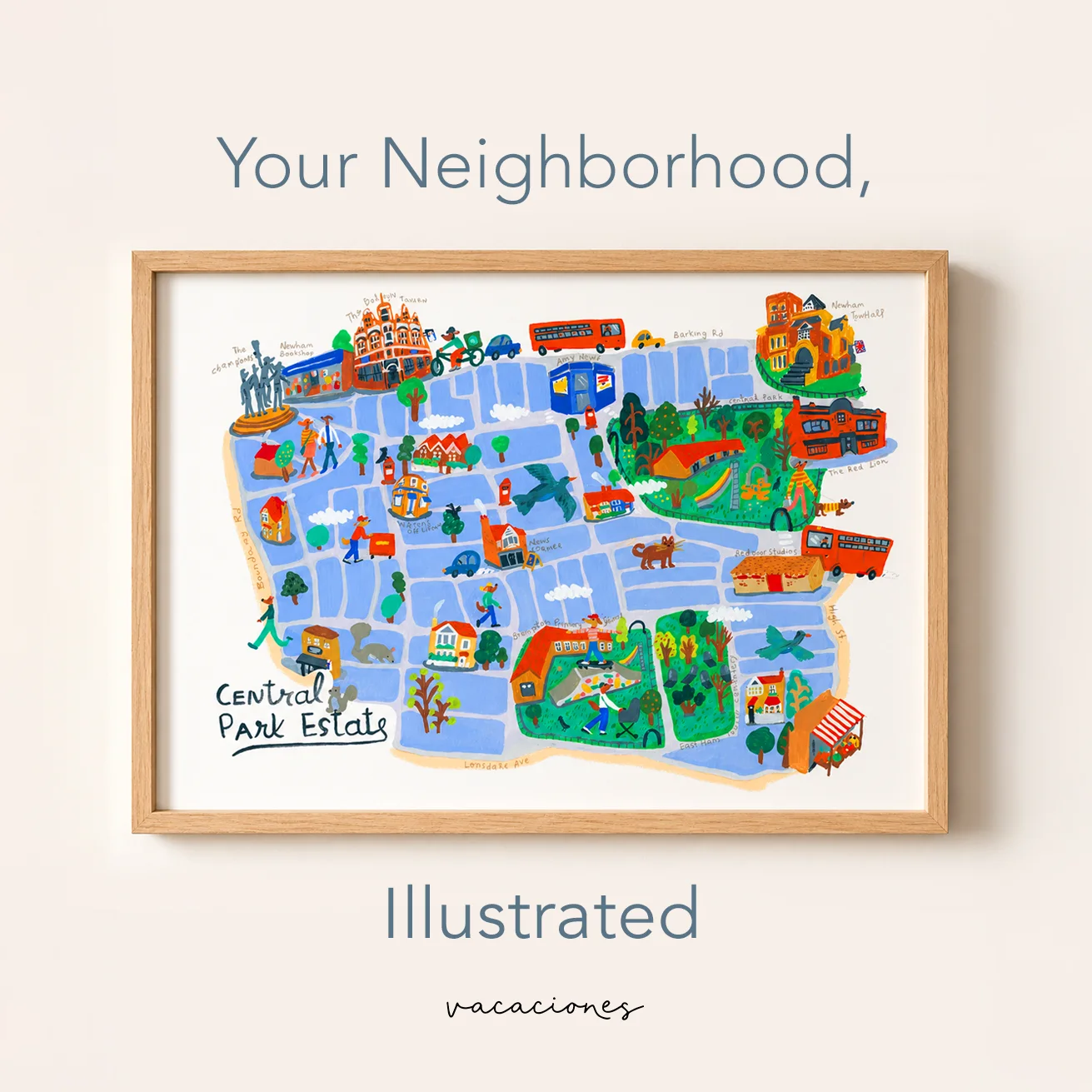 Central Park Estate Map — framed print
